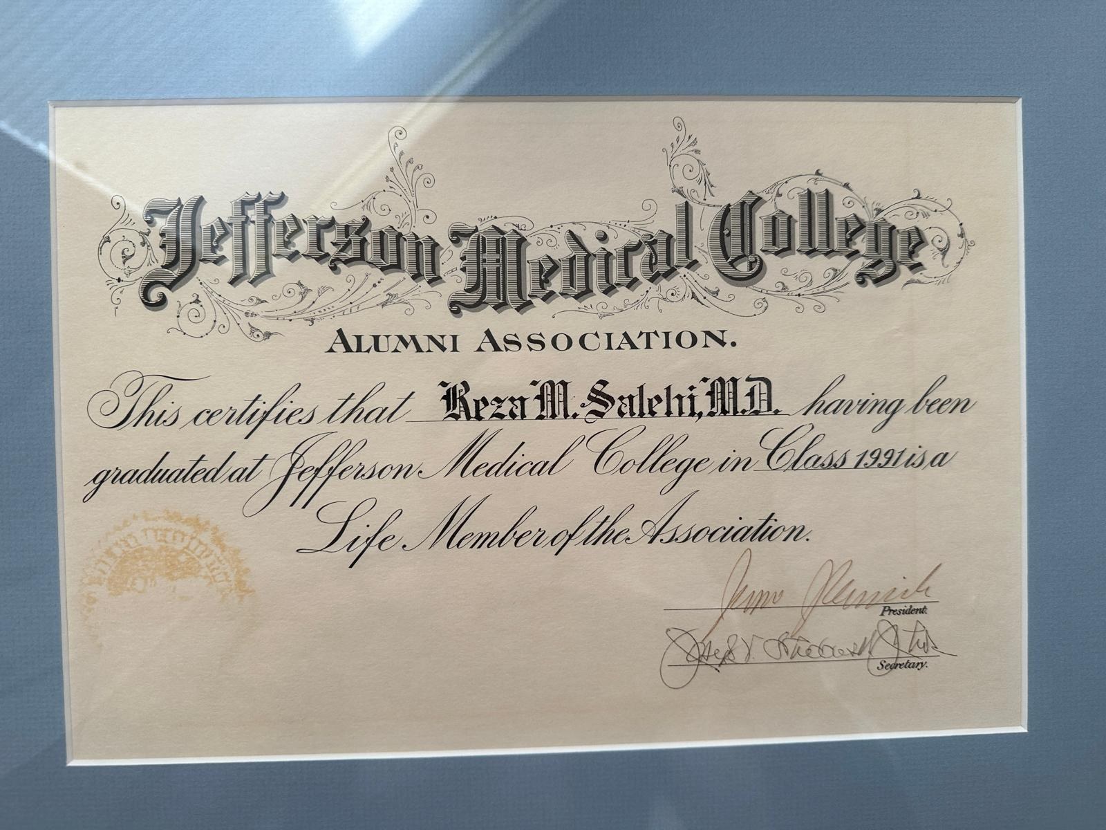 Life Member — Class of 1991 — Jefferson Medical College Alumni Association