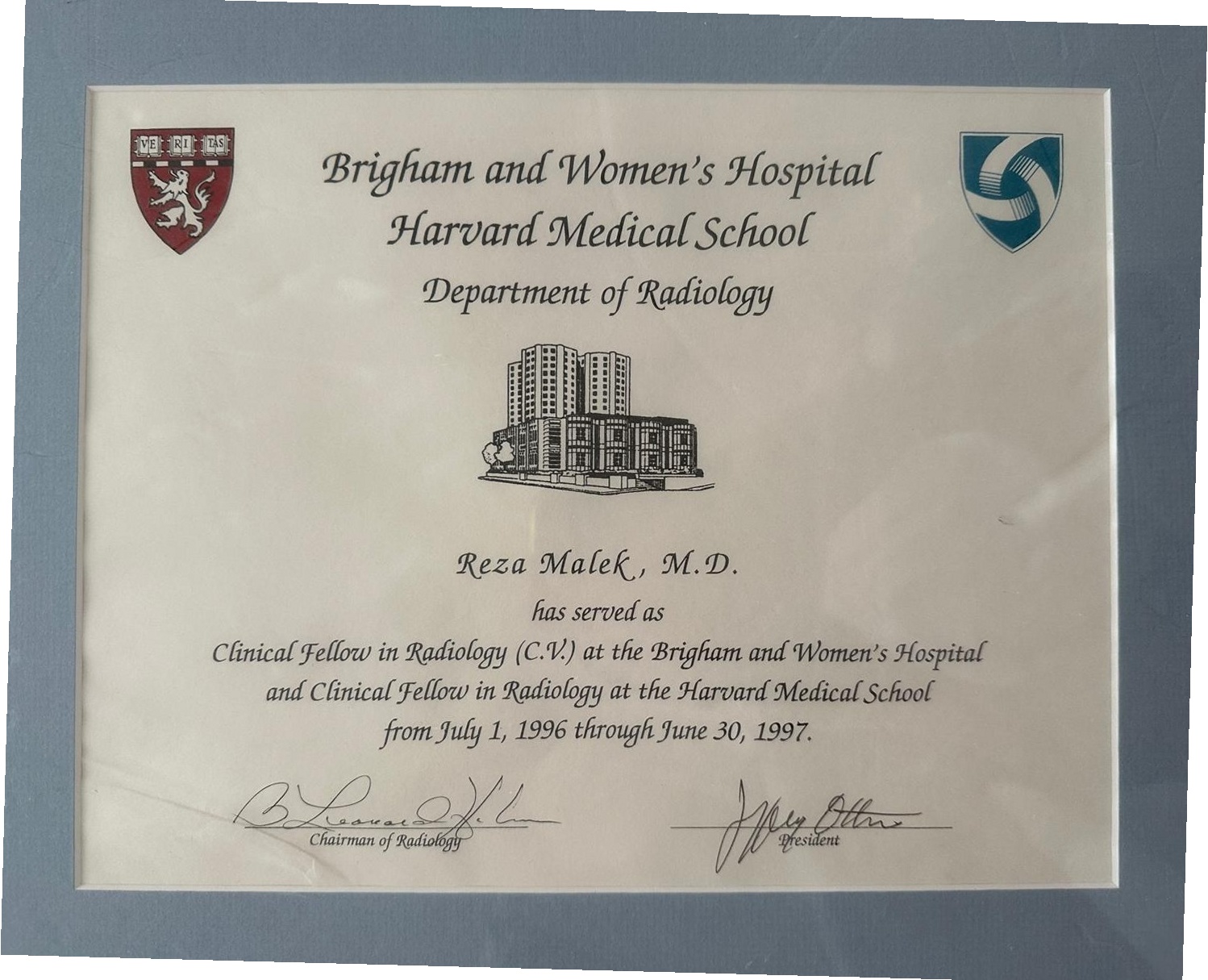 Clinical Fellow in Radiology — July 1996 – June 1997 — Harvard Medical School · Brigham and Women's Hospital